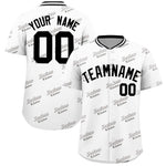 Custom White Black Full Button Text Graffiti Pattern Baseball Jersey | BuyFootballJersey