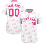 Custom White Pink Full Button Text Graffiti Pattern Baseball Jersey | BuyFootballJersey