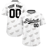Custom White Black Full Button Text Graffiti Pattern Baseball Jersey | BuyFootballJersey