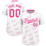 Custom White Pink Full Button Text Graffiti Pattern Baseball Jersey | BuyFootballJersey