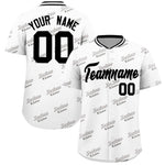 Custom White Black Full Button Text Graffiti Pattern Baseball Jersey | BuyFootballJersey