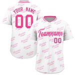Custom White Pink Full Button Text Graffiti Pattern Baseball Jersey | BuyFootballJersey