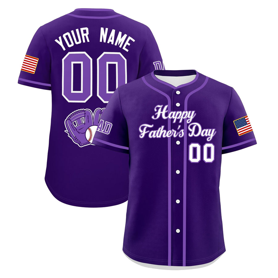 Custom Purple White Classic Style Father's Day Quick Dry Baseball Jersey | BuyFootballJersey