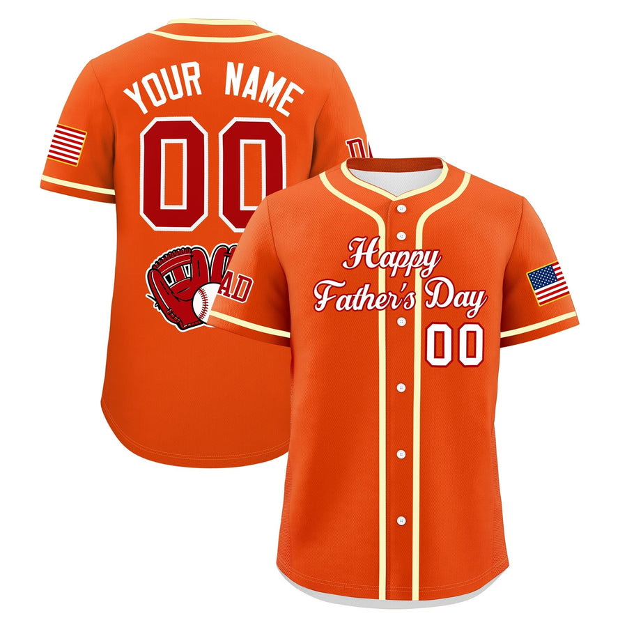 Custom Orange White Red Classic Style Father's Day Quick Dry Baseball Jersey | BuyFootballJersey