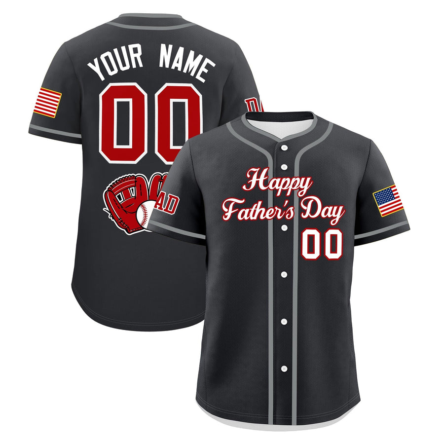 Custom Dark Gray White Red Classic Style Father's Day Quick Dry Baseball Jersey | BuyFootballJersey