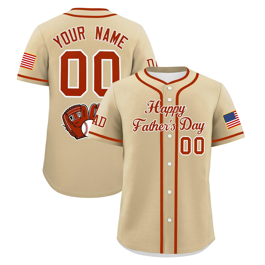 Custom Brazilian Sand Dark Orange White Classic Style Father's Day Quick Dry Baseball Jersey | BuyFootballJersey