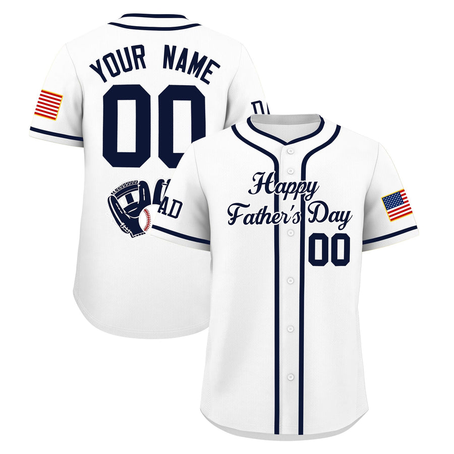 Custom White Navy Classic Style Father's Day Quick Dry Baseball Jersey | BuyFootballJersey