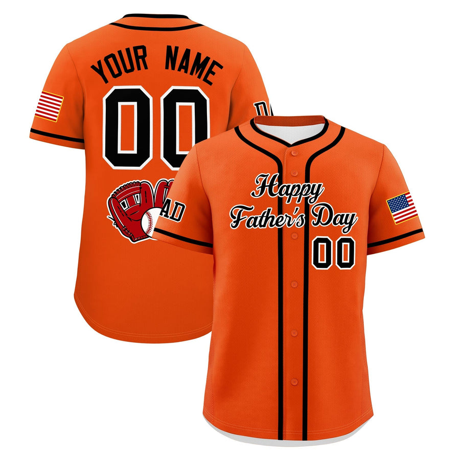 Custom Orange Black White Classic Style Father's Day Quick Dry Baseball Jersey | BuyFootballJersey