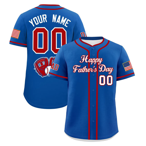 Custom Royal White Red Classic Style Father's Day Quick Dry Baseball Jersey | BuyFootballJersey