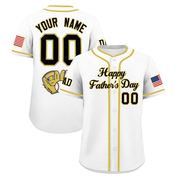 Custom White Black Old Gold Classic Style Father's Day Quick Dry Baseball Jersey | BuyFootballJersey