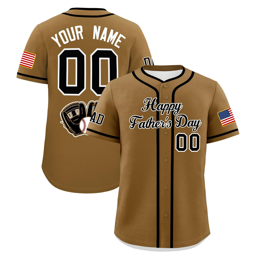 Custom Camel Black White Classic Style Father's Day Quick Dry Baseball Jersey | BuyFootballJersey