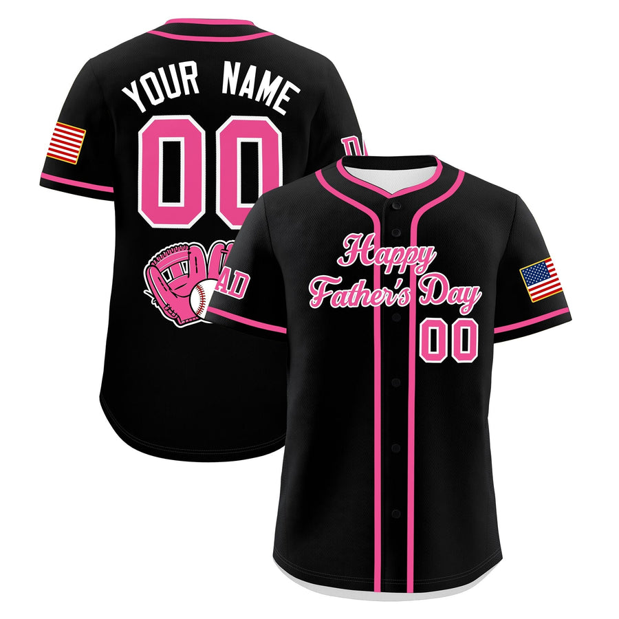 Custom Black Pink White Classic Style Father's Day Quick Dry Baseball Jersey | BuyFootballJersey
