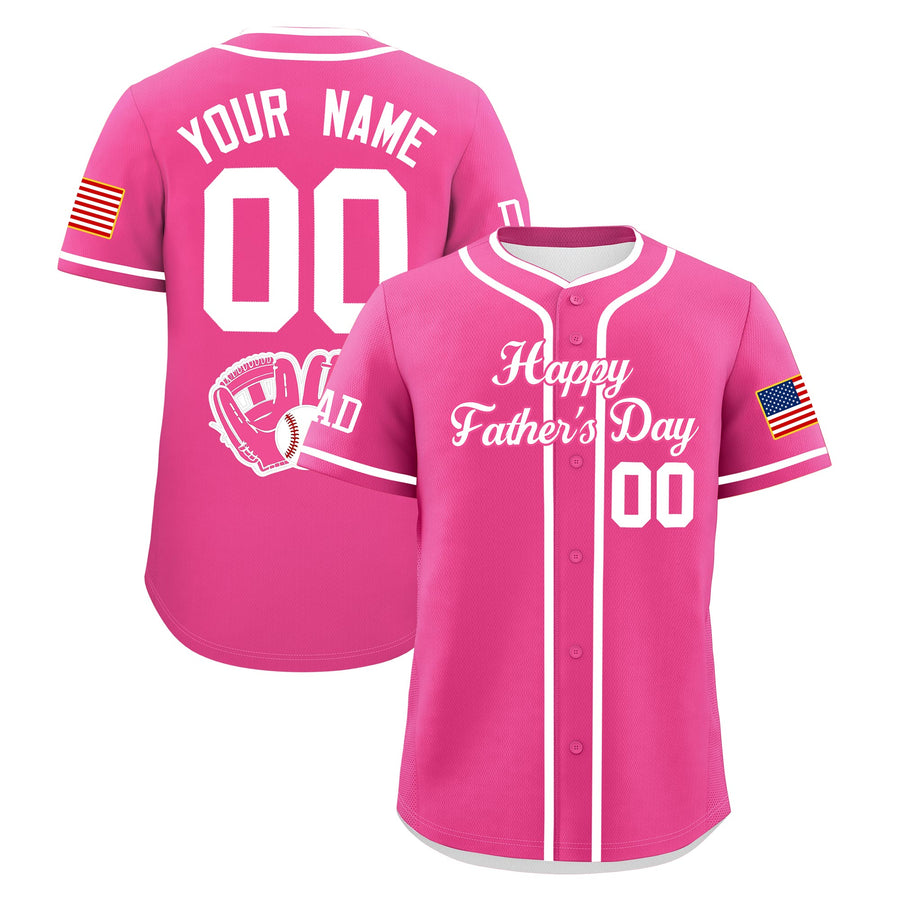 Custom Pink White Classic Style Father's Day Quick Dry Baseball Jersey | BuyFootballJersey