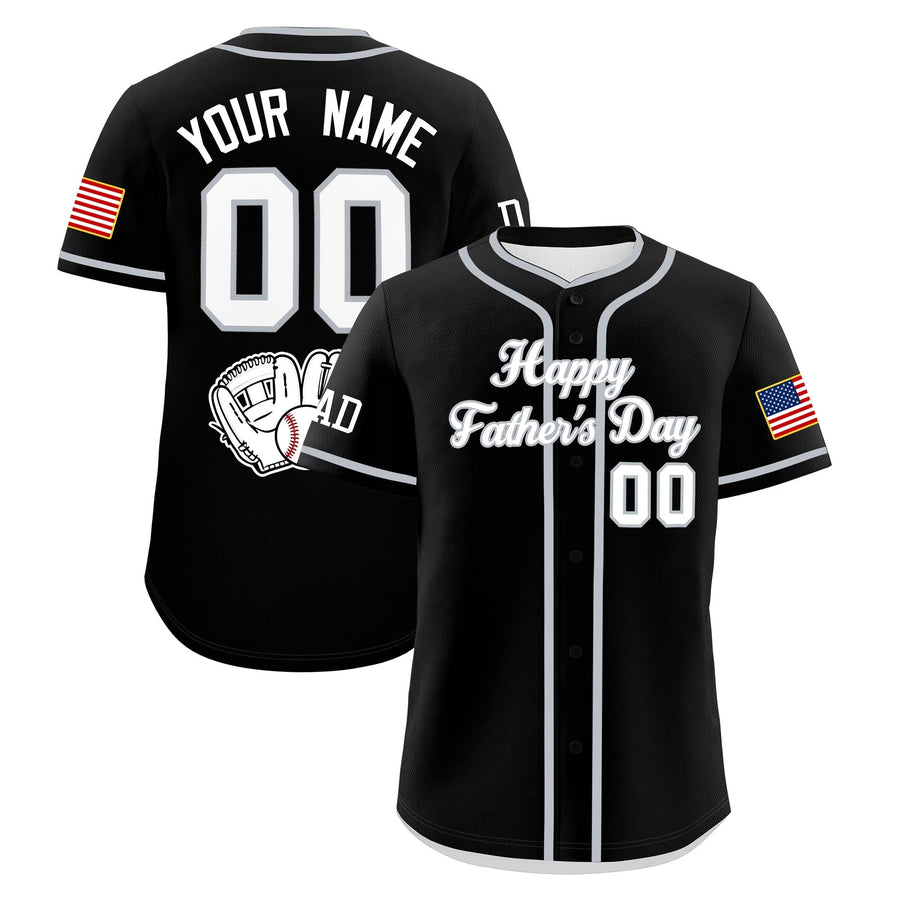 Custom Black White Gray Classic Style Father's Day Quick Dry Baseball Jersey | BuyFootballJersey