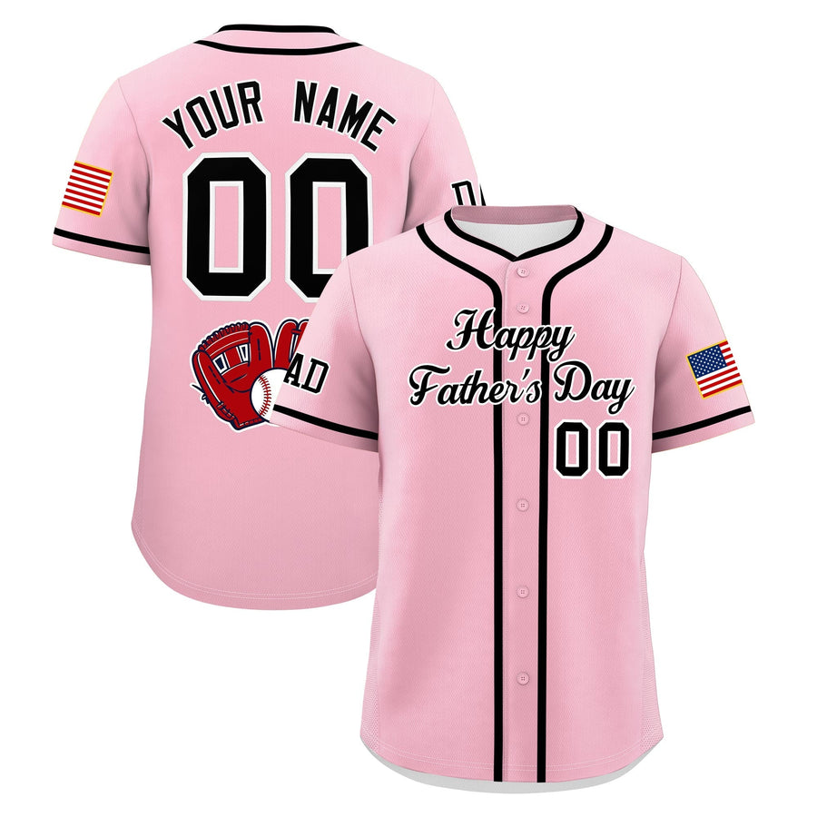 Custom Light Pink Black White Classic Style Father's Day Quick Dry Baseball Jersey | BuyFootballJersey