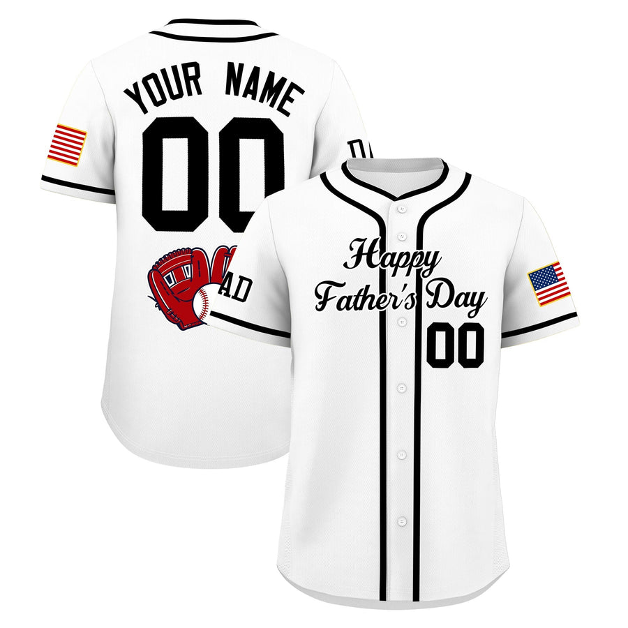 Custom White Black Classic Style Father's Day Quick Dry Baseball Jersey | BuyFootballJersey