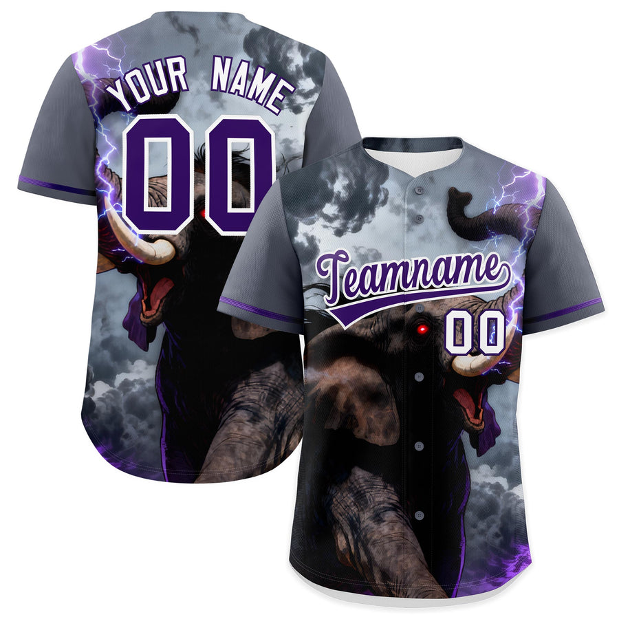 Custom Purple White Elephant Animal Series Personalization Graffiti Pattern Baseball Jersey | BuyFootballJersey