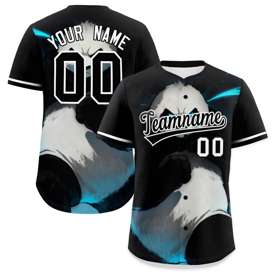 Custom Black White Panda Animal Series Personalization Graffiti Pattern Baseball Jersey | BuyFootballJersey