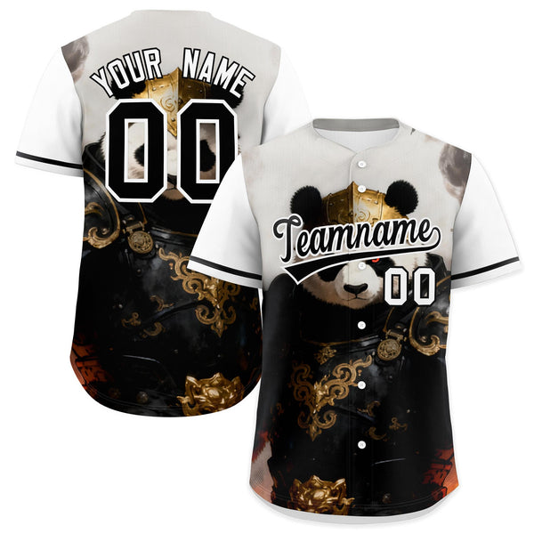 Custom White Black Panda Animal Series Personalization Graffiti Pattern Baseball Jersey | BuyFootballJersey