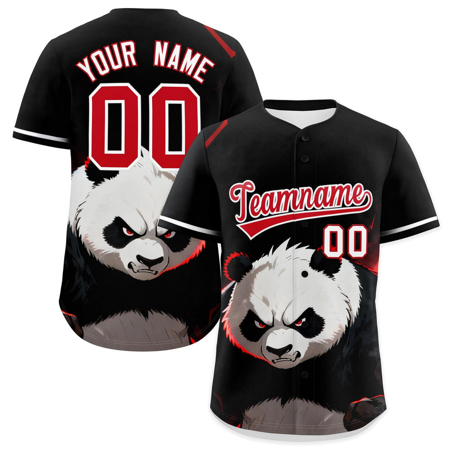 Custom Black White Red Panda Animal Series Personalization Graffiti Pattern Baseball Jersey | BuyFootballJersey