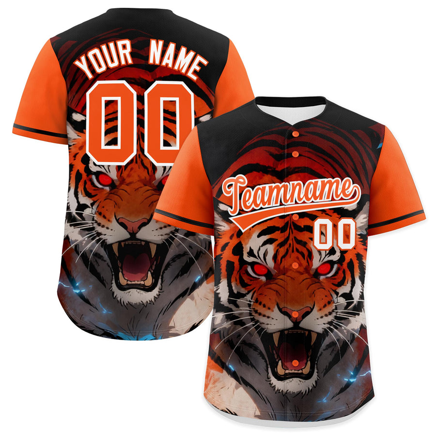 Custom Orange White Tiger Animal Series Personalization Graffiti Pattern Baseball Jersey | BuyFootballJersey
