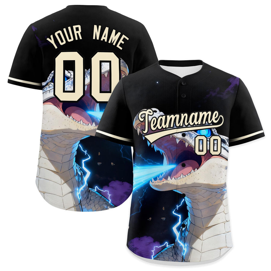 Custom Black Cream Animal Series Personalization Graffiti Pattern Baseball Jersey | BuyFootballJersey