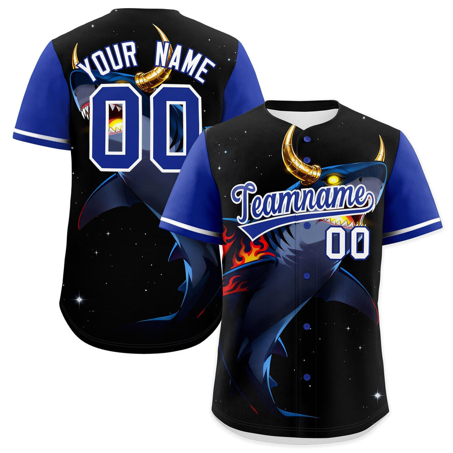 Custom Royal Blue White Animal Series Personalization Graffiti Pattern Baseball Jersey | BuyFootballJersey