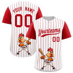 Custom White Red Stripe Animals Graffiti Pattern Raglan Sleeves Baseball Jersey | BuyFootballJersey