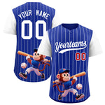 Custom Royal White Stripe Animals Graffiti Pattern Raglan Sleeves Baseball Jersey | BuyFootballJersey