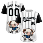 Custom White Black Stripe Animals Graffiti Pattern Raglan Sleeves Baseball Jersey | BuyFootballJersey