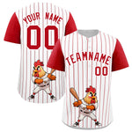 Custom White Red Stripe Animals Graffiti Pattern Raglan Sleeves Baseball Jersey | BuyFootballJersey