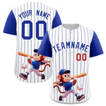 Custom White Royal Stripe Animals Graffiti Pattern Raglan Sleeves Baseball Jersey | BuyFootballJersey