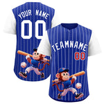 Custom Royal White Stripe Animals Graffiti Pattern Raglan Sleeves Baseball Jersey | BuyFootballJersey