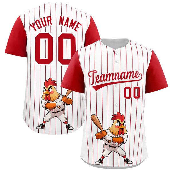 Custom White Red Stripe Animals Graffiti Pattern Raglan Sleeves Baseball Jersey | BuyFootballJersey