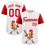 Custom White Red Stripe Animals Graffiti Pattern Raglan Sleeves Baseball Jersey | BuyFootballJersey