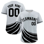 Custom Silver Black Wind Mark Graffiti Pattern Baseball Jersey | BuyFootballJersey