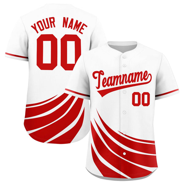 Custom White Red Wind Mark Graffiti Pattern Baseball Jersey | BuyFootballJersey