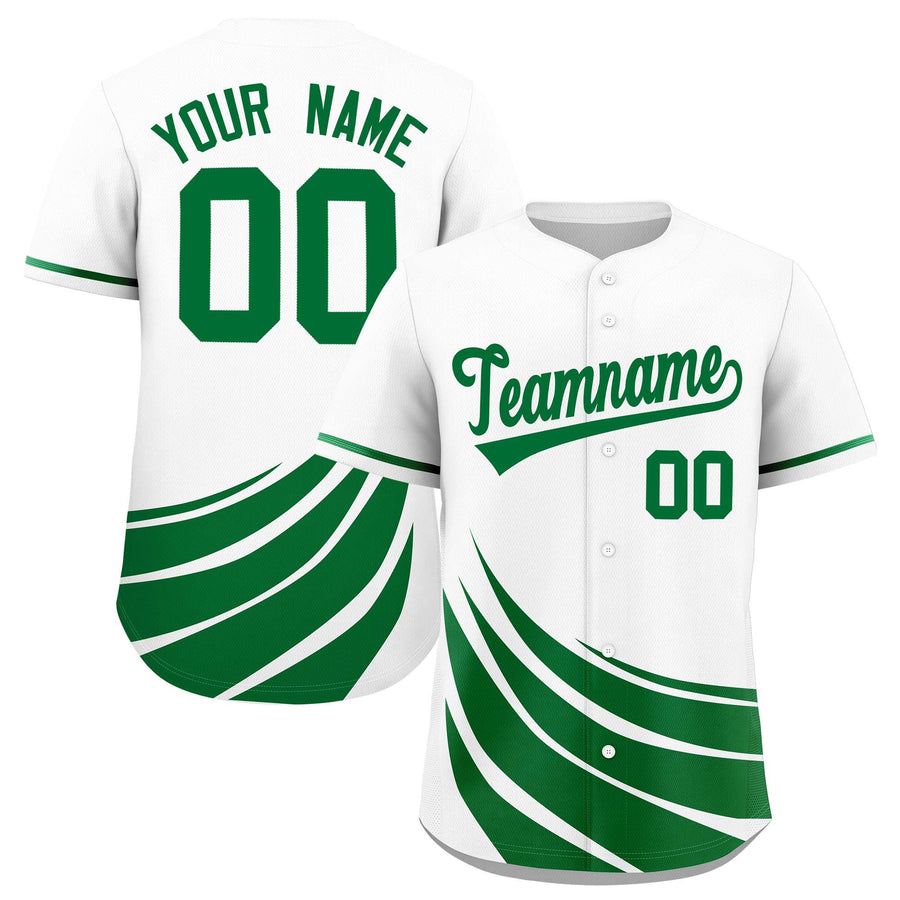 Custom White Kelly Green Wind Mark Graffiti Pattern Baseball Jersey | BuyFootballJersey