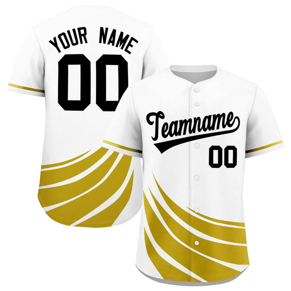 Custom White Old Gold Wind Mark Graffiti Pattern Baseball Jersey | BuyFootballJersey