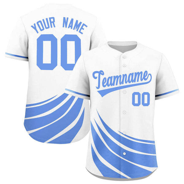 Custom White Light Blue Wind Mark Graffiti Pattern Baseball Jersey | BuyFootballJersey