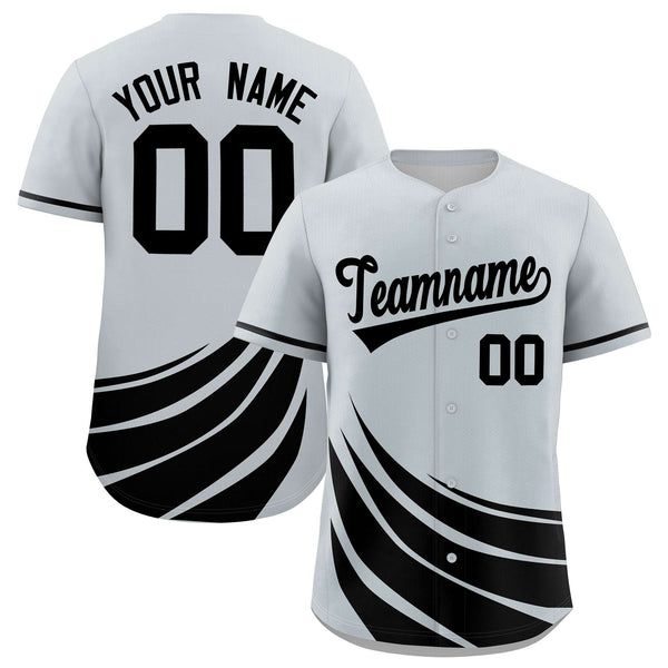 Custom Silver Black Wind Mark Graffiti Pattern Baseball Jersey | BuyFootballJersey