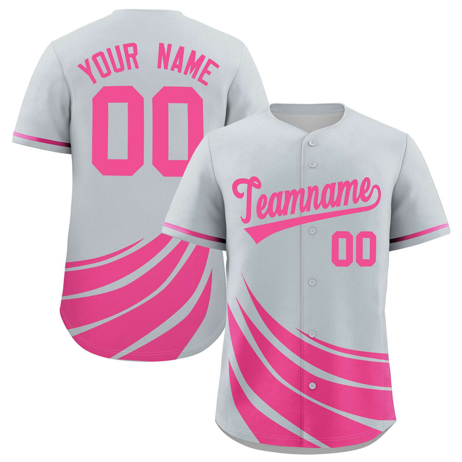 Custom Silver Pink Wind Mark Graffiti Pattern Baseball Jersey | BuyFootballJersey