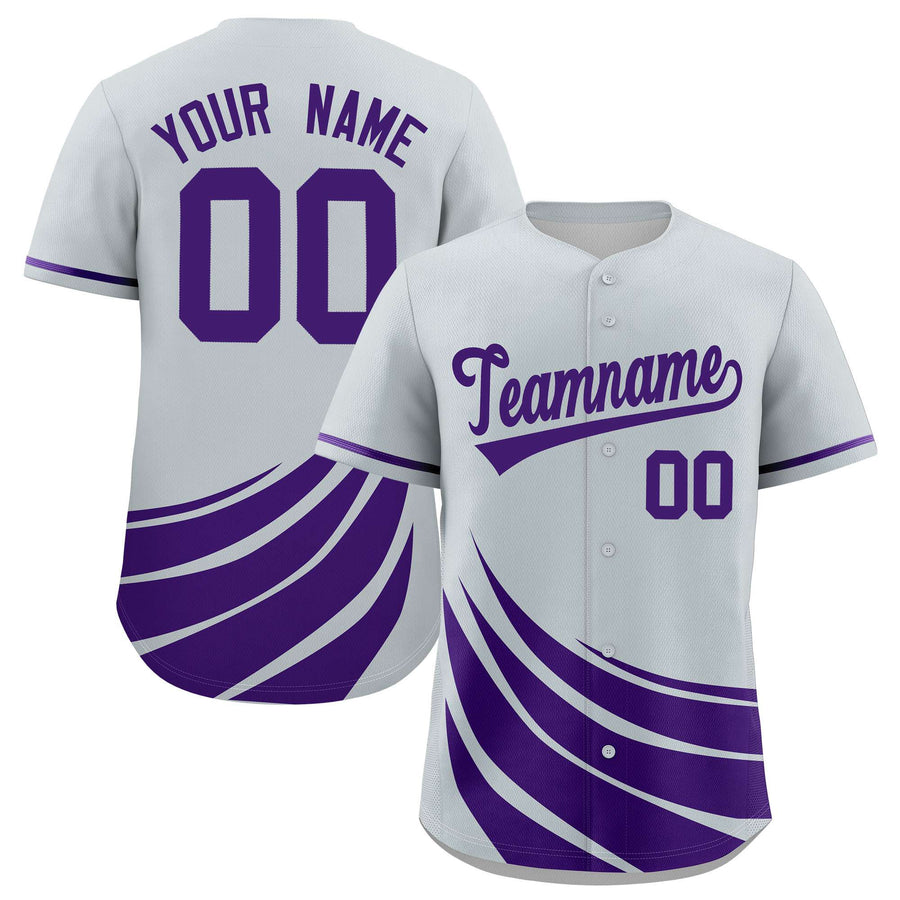 Custom Silver Purple Wind Mark Graffiti Pattern Baseball Jersey | BuyFootballJersey