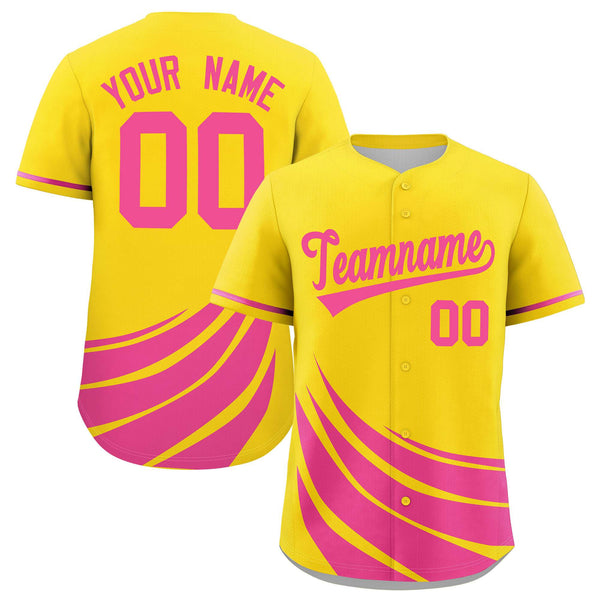 Custom Yellow Pink Wind Mark Graffiti Pattern Baseball Jersey | BuyFootballJersey