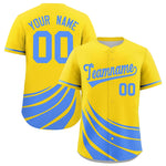 Custom Yellow Light Blue Wind Mark Graffiti Pattern Baseball Jersey | BuyFootballJersey