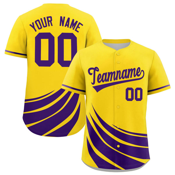 Custom Yellow Purple Wind Mark Graffiti Pattern Baseball Jersey | BuyFootballJersey