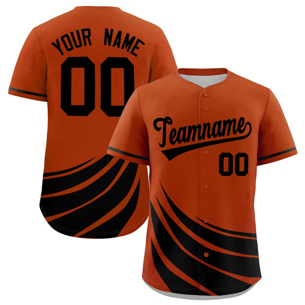 Custom Texas Orange Black Wind Mark Graffiti Pattern Baseball Jersey | BuyFootballJersey