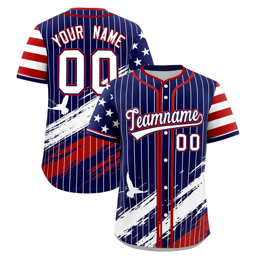 Custom Navy Baseball Jersey Graffiti Pattern Independence Day | BuyFootballJersey