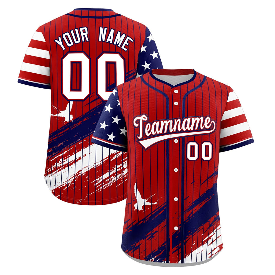 Custom Red Baseball Jersey Graffiti Pattern Independence Day | BuyFootballJersey