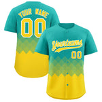 Custom Aqua Gold Grid Blur Pattern Baseball Jersey | BuyFootballJersey